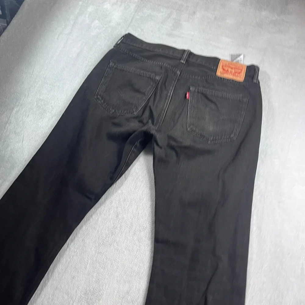 Levis 501 Original Fit Mens Jeans 34x32 Washed Black Cotton Button Fly Straight